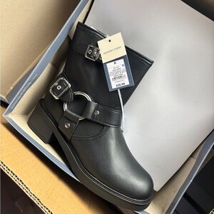 Universal Thread Black Ankle Booties with Silver Buckles